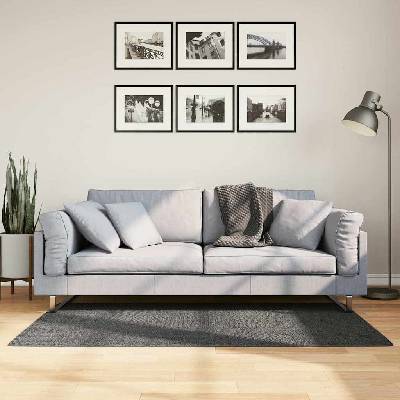 vidaXL Килим IZA с къс косъм, скандинавски вид, антрацит, 80x150 см (375426)