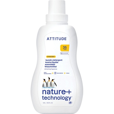 Attitude Prací gel Nature+ s vůní citronové kůry 1050 ml (35 pracích dávek)