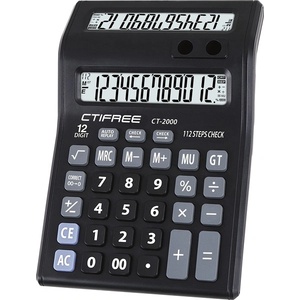 CTIFREE CT-2000 черен калкулатор с двоен дисплей, 135x195mm, 12 цифри, 2 години гаранция (CT-2000) Калкулатори