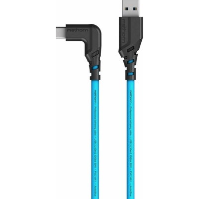 Mathorn MTC-201 USB-A na USB-C (zahnutý konektor) 2m modrý