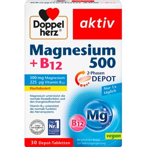 Doppelherz aktiv магнезий 500 + B12 с двуфазно удължено освобождаване - 30 таблетка