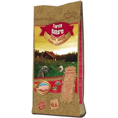 Farm Nature Puppy & Junior turckey, chicken and rice - храна за малки и растящи кученца, както и за техните майки, с пуйка, пиле и ориз 12, 5 кг ASM30PU12B
