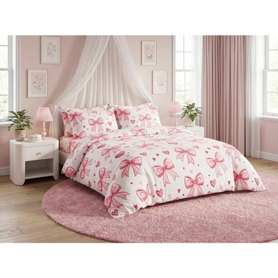 Textilomanie Obliečky z mikrovlákna RIBBON LOVE biele 70x80 140x200