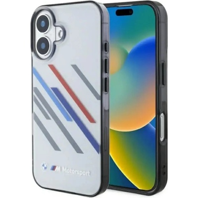 BMW Калъф BMW Motosport IML Random Stripes iPhone 16 Plus - сив (3666339325374)