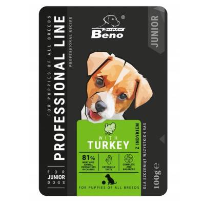 Super Benek SUPER BENO Junior пакетче за кученца от всички породи с пуйка 100 г