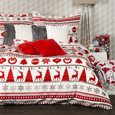 4Home obliečky mikroflanel Christmas Time červená 140x220 70x90