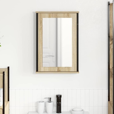 vidaXL Шкаф с огледало Сонома дъб 42 x 12 x 60 см Инженерна дървесина (868041)
