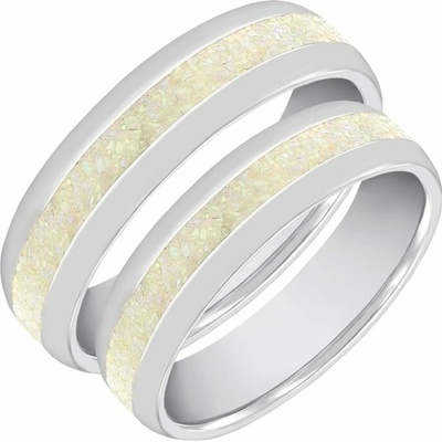 Eppi Zlaté snubní prsteny s bílou opálovou výplní Irenne RW40560