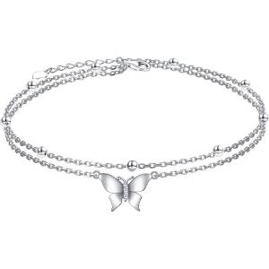 Silenti Jewelry Сребърна гривна за крак "Пеперуда