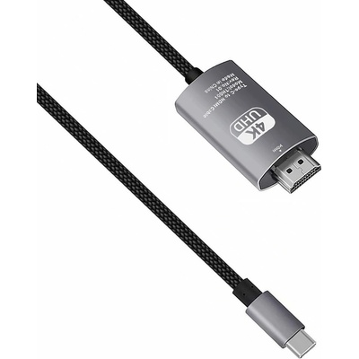 DeTech Адаптер DeTech, 1x USB-C(м) към HDMI(м), 2м, 4K@60Hz, сив (18394)