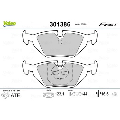 Sada brzdových destiček, kotoučová brzda VALEO 301386