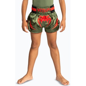 Venum Детски шорти за тренировка Venum Inferno Kids Muay Thai army green/orange