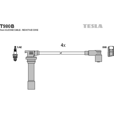 Sada zapaľovacích káblov TESLA T980B
