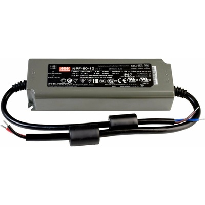 Meanwell napájení CV, NPF-60-12 konstantní napětí 0-5000 mA IP67 12V DC 60,00 W 872098