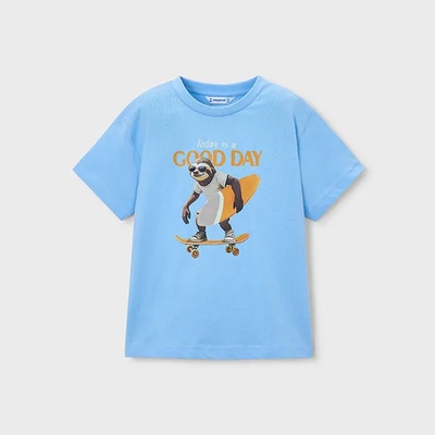 MAYORAL Тениска къс ръкав "good day" небесносин цвят за мини момче Mayoral