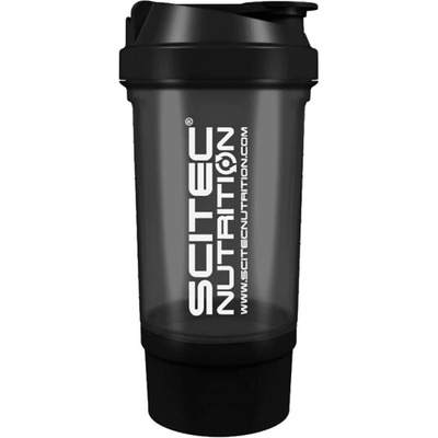 Scitec Traveler shaker 500ml + zásobník - černý