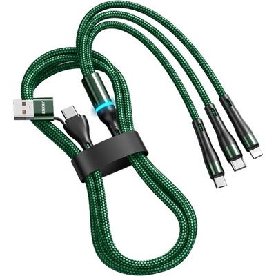 Enkay 73172 6v1 USB / USB Typ-C na Lightning / micro USB / USB Typ-C, 1,3m, zelený