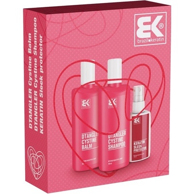 BK Brazil Keratin Dtangler Cystine Love šampón 300 ml + kondicionér 300 ml + olej / sérum 100 ml darčeková sada
