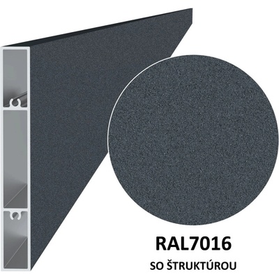 Hliníková plotová lamela 120x16 mm, tvar obdélník, antracit (RAL7016) se strukturou 3 m +/-5mm (AL-PV12-AS-3)