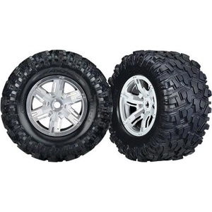 Traxxas колело 4.3/5.7", диск сатенен хром, гума Maxx AT (чифт)
