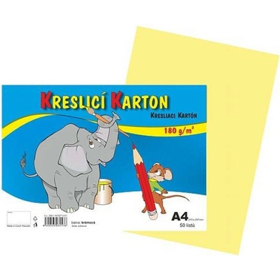 Kreslící karton barevný A4 50ks 180g/m2 krémový