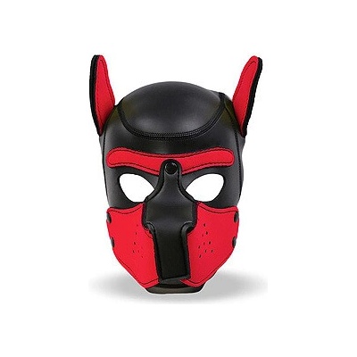 INTOYOU Neoprene Dog Mask Red Black fetish maska pes