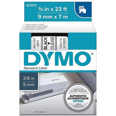 DYMO Лента 40910, 9 x 7 m, черни букви/прозрачен фон (1585180207)