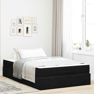 zahrada-XL 3399560 Rám postele s matrací s úložištěm Černá samet