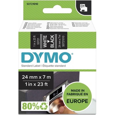 DYMO páska D1 24 mm x 7m, bílá na černé, 53721, S0721010