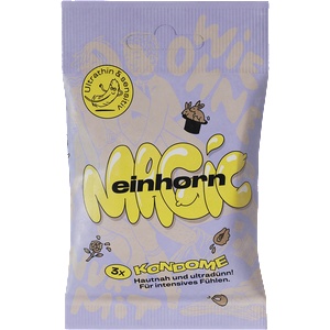 Einhorn Condoms: MAGIC, 3 thin vegan condoms in the chips bag