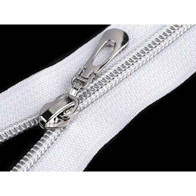 Prima-obchod Spirálový zip No 7 délka 70 cm se stříbrnými zoubky, barva 101 bílá