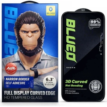 Blueo Широк Стъклен Протектор за iPhone 16 Pro, Blueo Narrow Border Glass, Черен (6934663762194)