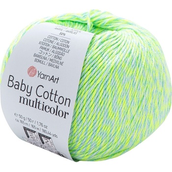 YARNART Baby Cotton Multicolor 5206 Neon Green Плетива прежда (Baby Cotton Multicolor 5206)