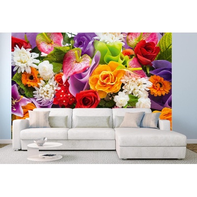 DIMEX ART Самозалепваща се флизелинова фототапета пъстри цветя 375 x 250 см