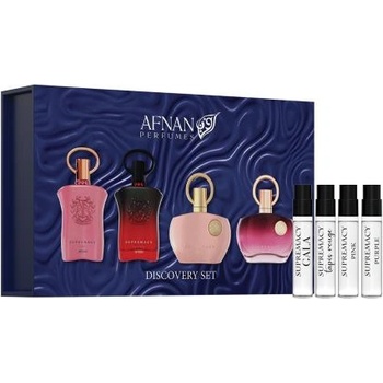 Afnan Discovery Set Supremacy подаръчен комплект: EDP Supremacy Gala 2 ml + EDP Supremacy Tapis Rouge 2 ml + EDP Supremacy Pink 2 ml + EDP Supremacy Purple 2 ml за жени