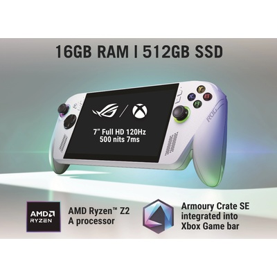 Игрова конзола ASUS ROG Xbox Ally RC73YA-NH006W - 7" IPS FHD(1920x1080) 120Hz, 16GB LPDDR5, 512GB SSD, Windows 11 Home (90NV00G1-M000S0)