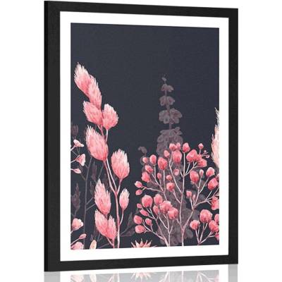Plakát s paspartou variace trávy v růžové barvě - 30x45 black