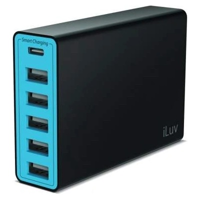 iLuv RockWall6 Portable USB Port Charger - захранване с 5 USB изхода и USB-C изход за мобилни телефони и таблети