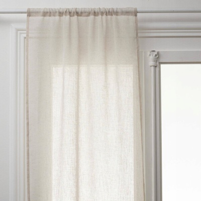 Atmosphera Krátké kuchyňské závěsy lněný efekt, 100% polyester, 2 kusy, 60 x 90 cm