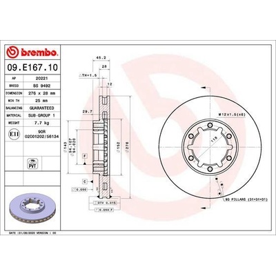 BREMBO Brzdový kotúč 09.E167.10