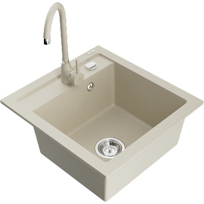 Mexen Vito гранитна мивка с 1 отделение и кухненски смесител Telma, бежов - 6503-69-670200-69 (6503-69-670200-69)