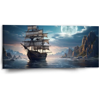 Sablio Obraz Plachetnica medzi skalami - 110x50 cm