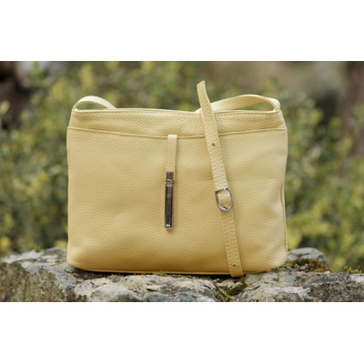 MAXFLY dámská kožená crossbody kabelka 5085 světle žlutá