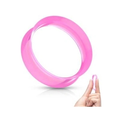 Šperky4U silikonový tunel do ucha tenkostěnný růžový TN01124P-18