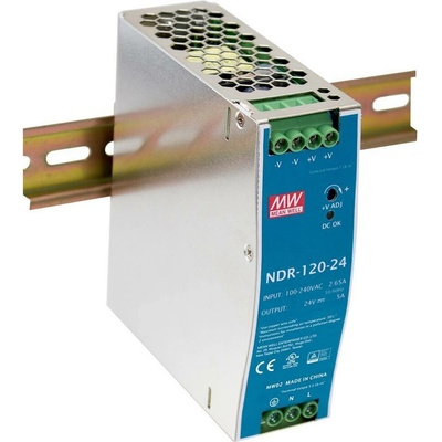 Mean Well NDR-120-24 síťový zdroj na DIN lištu 24 V/DC 5 A 120 W Počet výstupů:1 x Obsah 1 ks