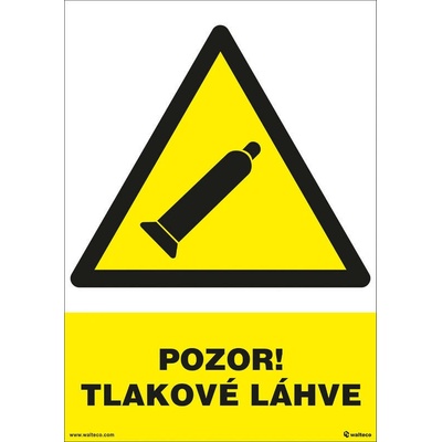 Walteco Pozor! Tlakové fľaše (žltá) 210x297mm, formát A4, plastová tabuľka Množstvo: 1 ks , 20033