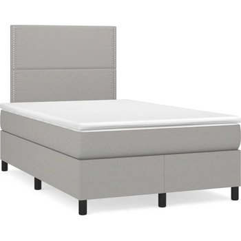 vidaXL Боксспринг легло с матрак и LED, светлосиво, 120x190 см, плат (3270190)