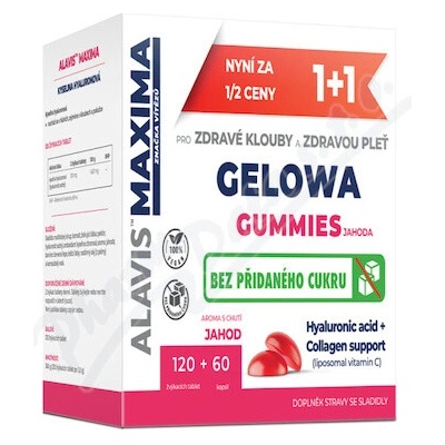ALAVIS MAXIMA Gelowa Gummies jahoda 120 žuvacích tabliet + 60 kapsúl
