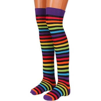 Дамски 7/8 чорапи с райе в цветовете на дъгата