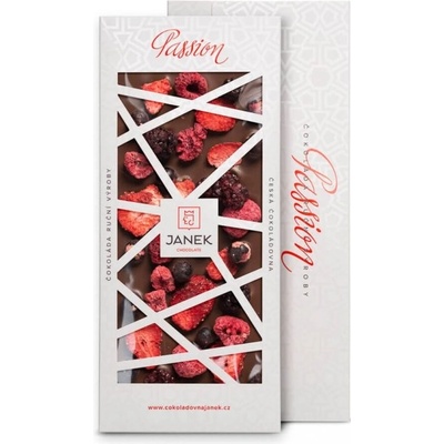 Čokoládovna Janek Passion 41% mléčnájahody, maliny, rybíz, ostružina 100 g